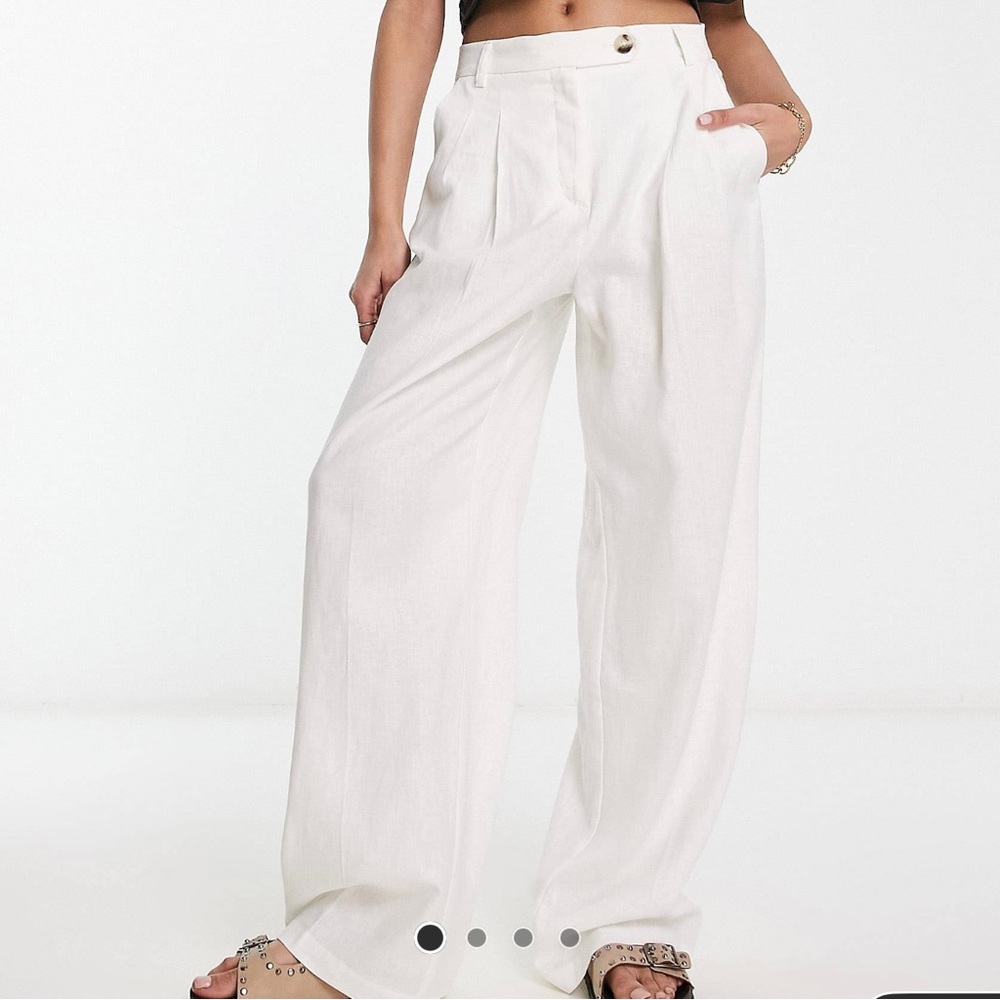 ASOS Bershka high waisted wide leg linen pants